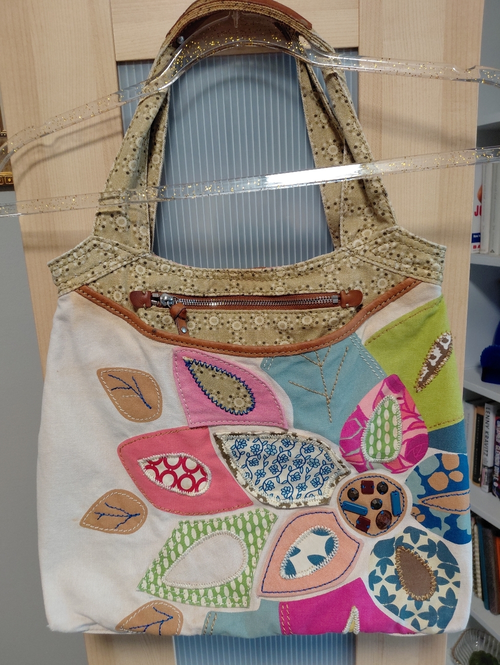 Canvas Fossil Multicolored Patchwork Beaded Purse **read Description